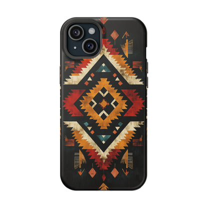 Southwestern Tribal Diamond Tough MagSafe iPhone Case – Bold Geometric Pattern, Dual-Layer Protection