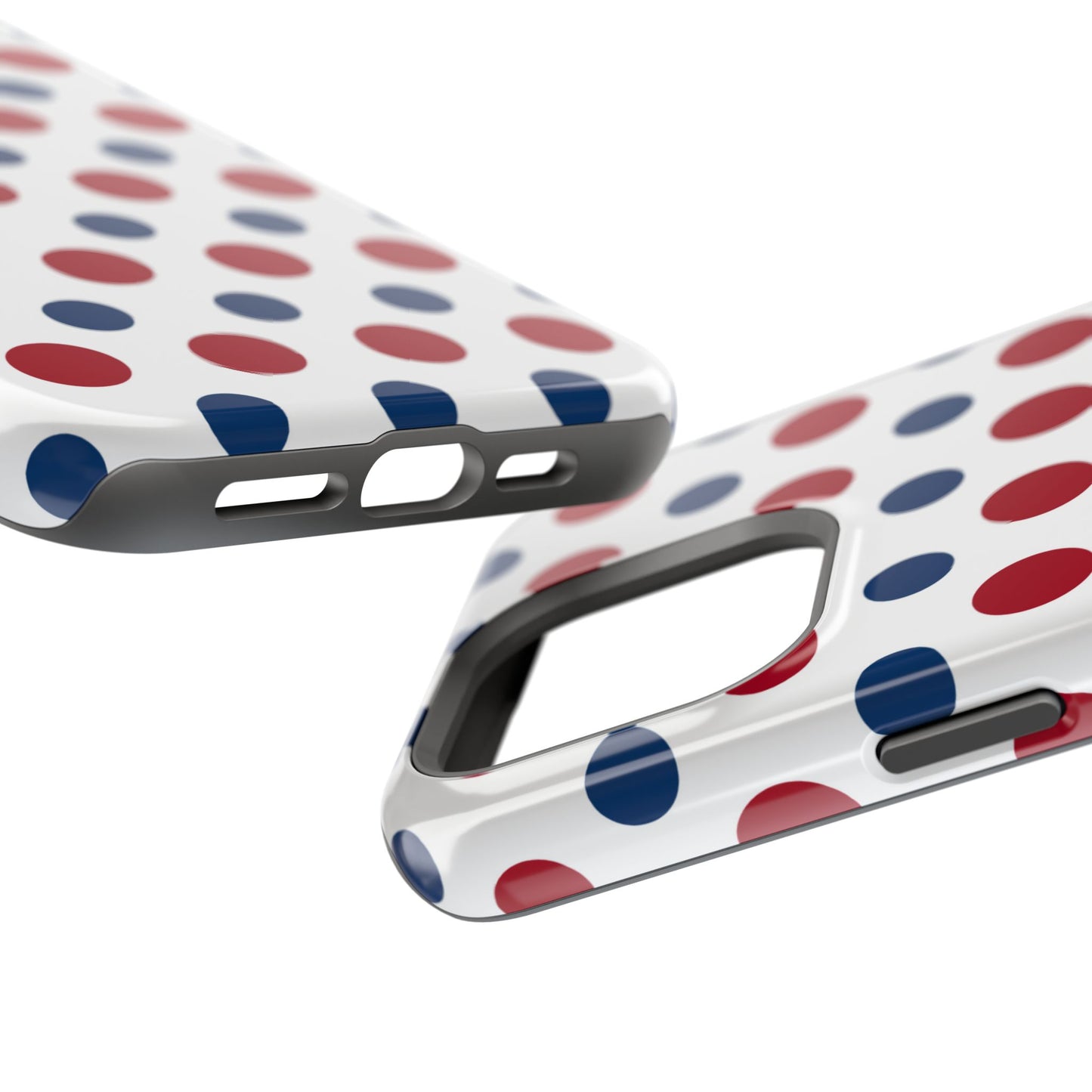 Patriotic Navy, White, and Red Polka Dot MagSafe iPhone Case