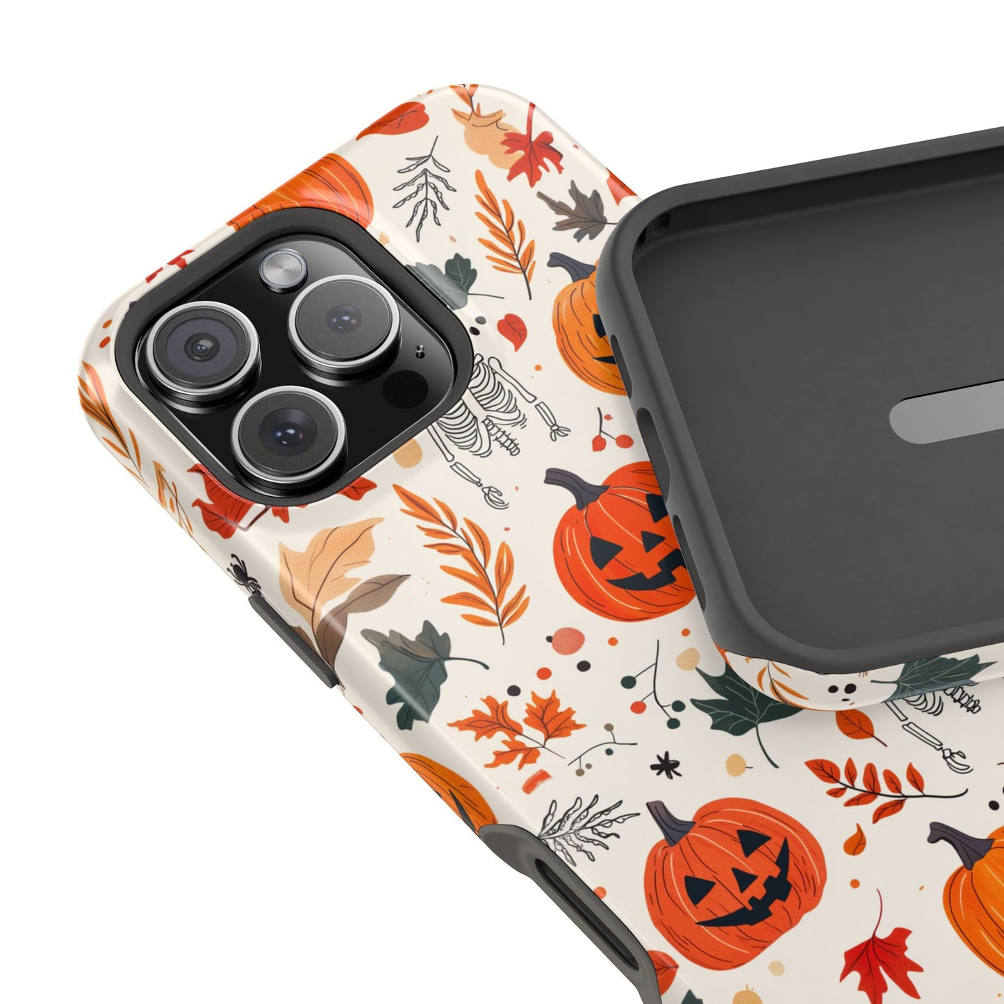 Halloween Pumpkin & Skeleton MagSafe iPhone Case – Spooky Autumn Design