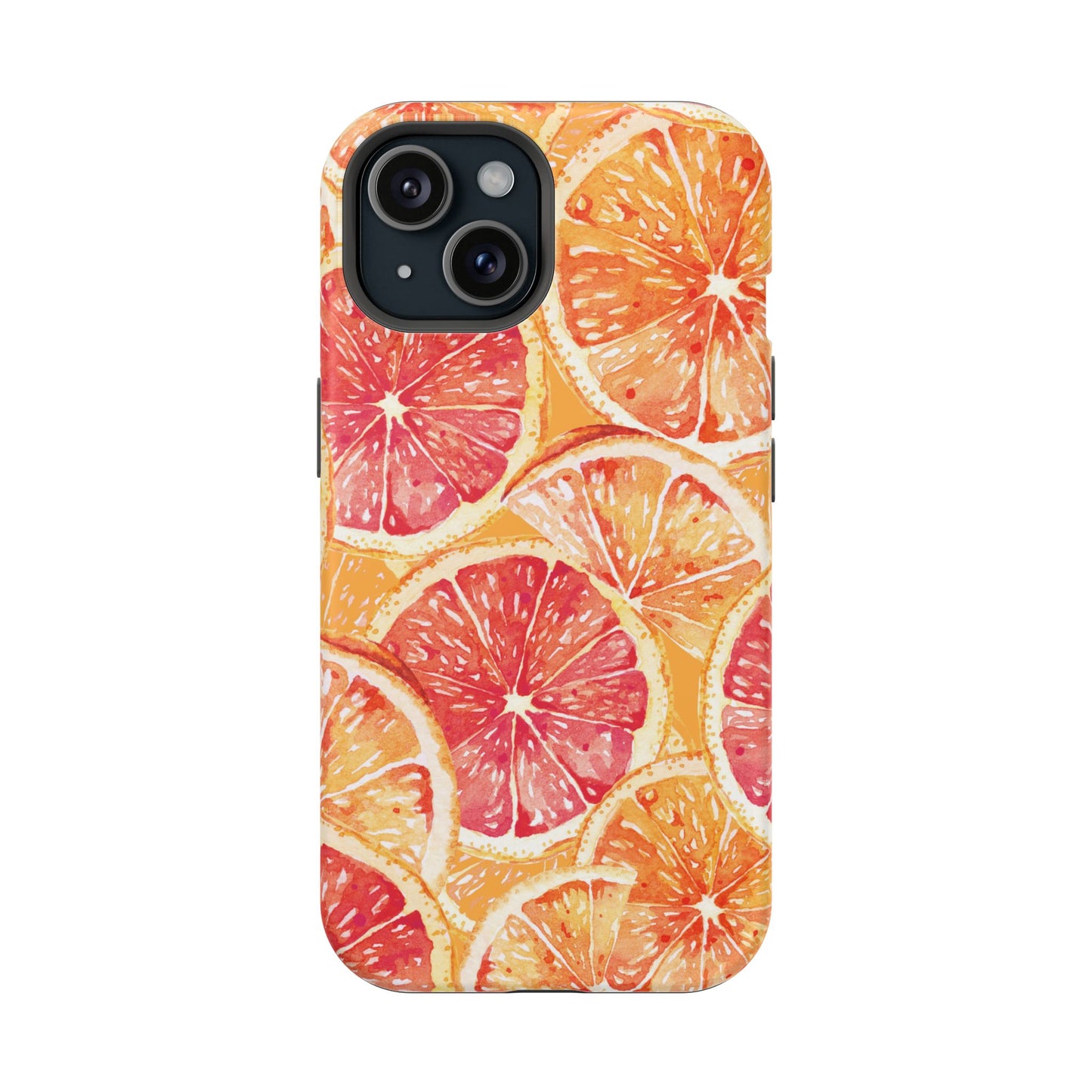 Watercolor Citrus Splash Tough MagSafe iPhone Case – Vibrant Fruit Print, Shock-Resistant Design