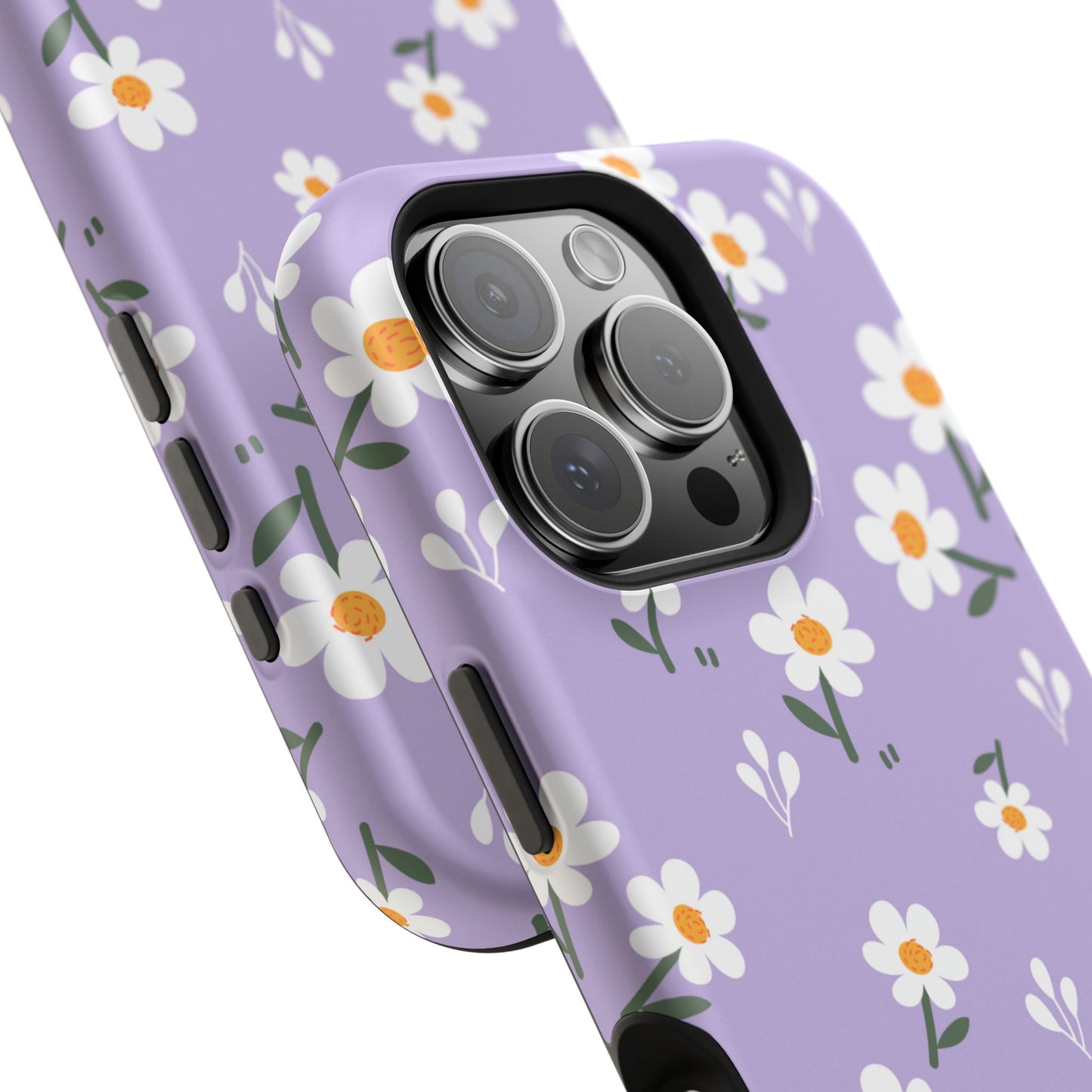 Purple Daisy Garden MagSafe  iPhone Case – Soft Lavender Background, Shockproof Protection with Slim Fit