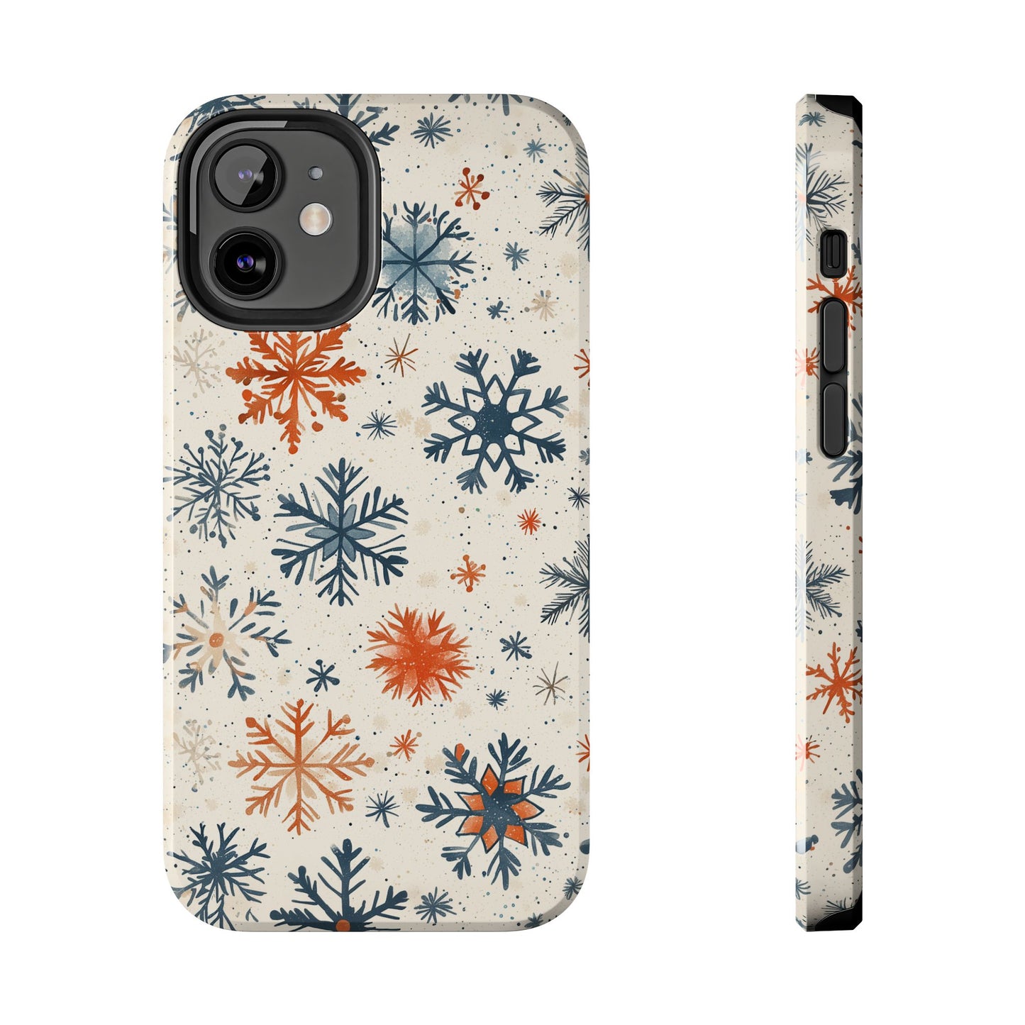 Rustic Orange and Blue Snowflake Pattern – iPhone Series Case