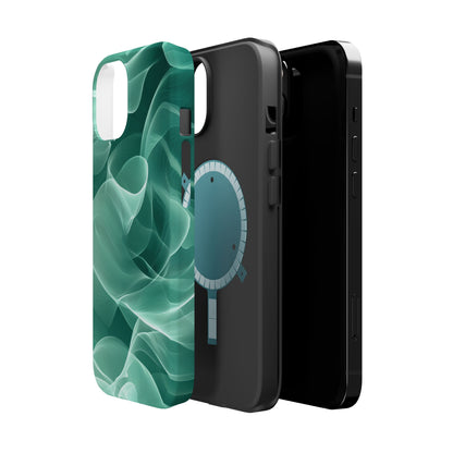 Emerald Flow MagSafe iPhone Case – Translucent Green Fabric-Inspired Design