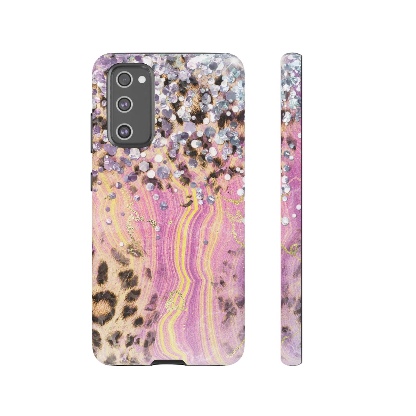 Crystal Glam Leopard - Samsung Galaxy Series Case with Glitter and Gem Accents