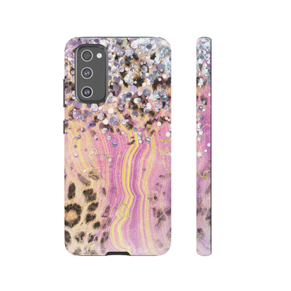 Crystal Glam Leopard - Samsung Galaxy Series Case with Glitter and Gem Accents