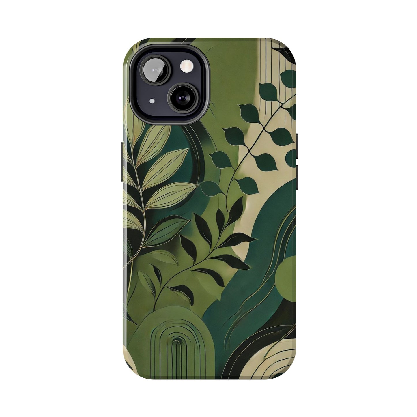 Abstract Green Leaves iPhone Case - Nature-Inspired Protective Cover