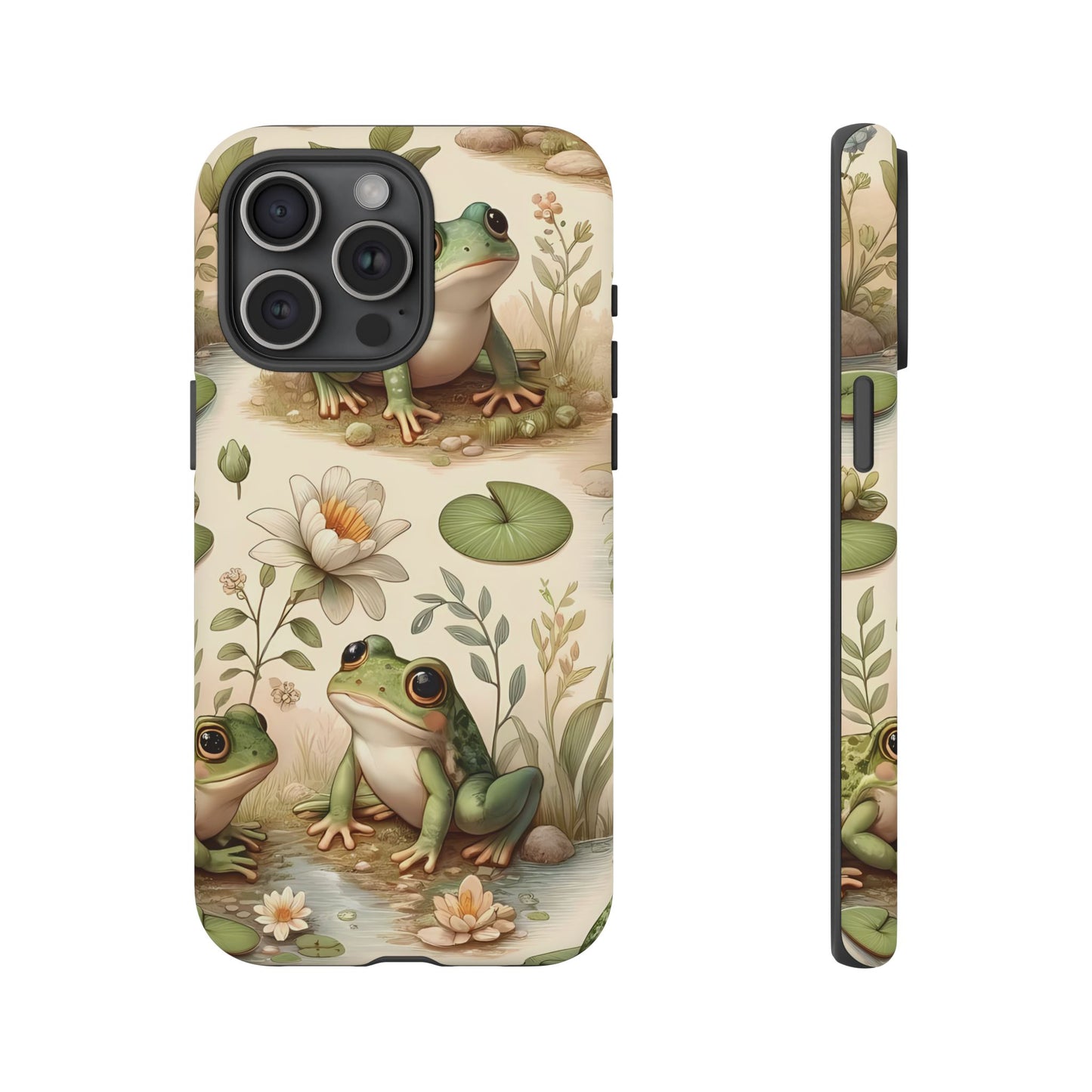 Cute Frogs Phone Case - Pond Pals Frolic - Charming Frog Lily Pad Phone Case for iPhone, Google & Samsung! Great Gift For Any Frog Lover!