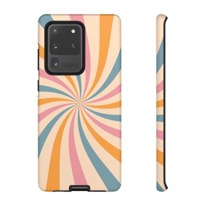 Retro Swirl Pattern Samsung Galaxy Case – Bold 70s Vibe in Pink, Orange, and Teal