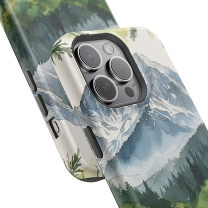 Watercolor Alpine Mountainscape - MagSafe iPhone Case