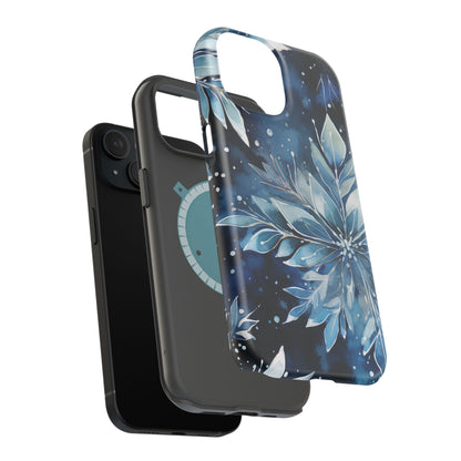 Winter’s Embrace – Blue Snowflake MagSafe iPhone Case