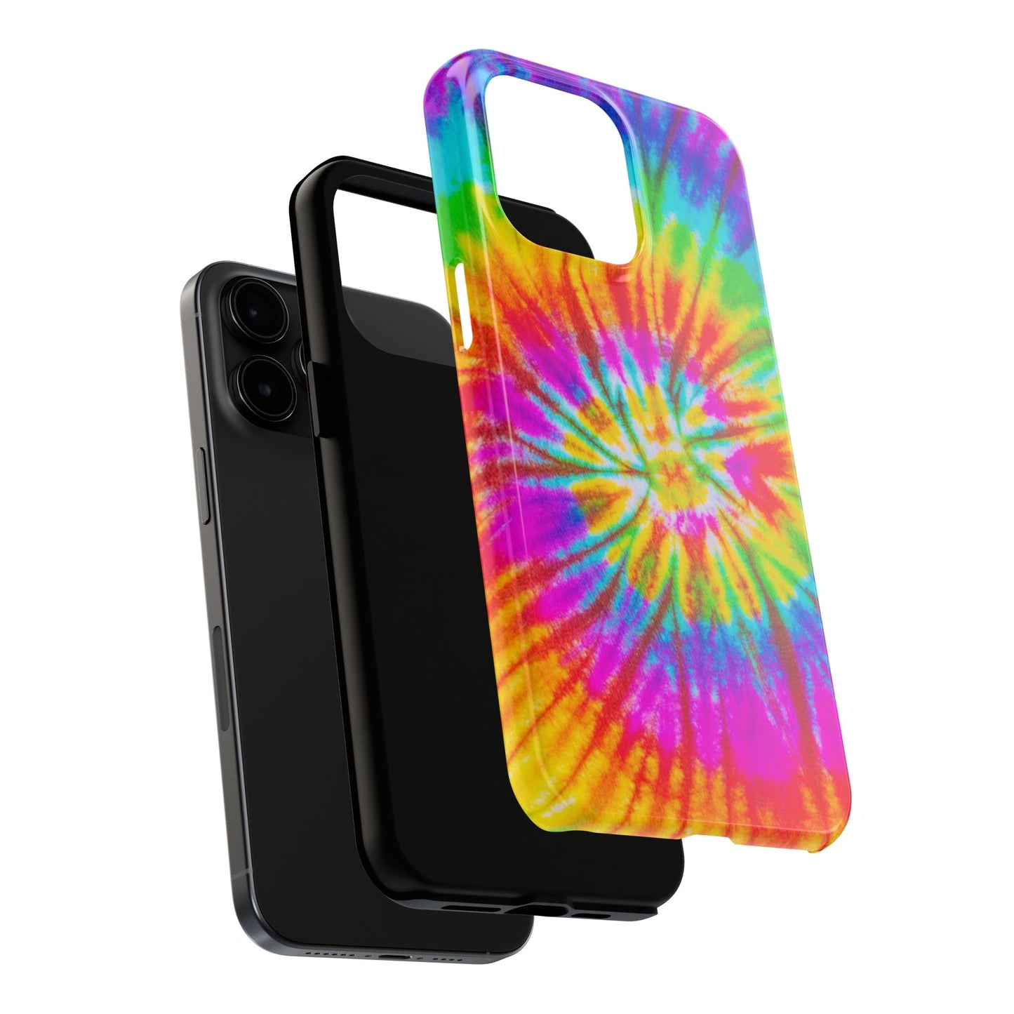 Rainbow Spiral Tie-Dye iPhone Case – Bright & Retro Design