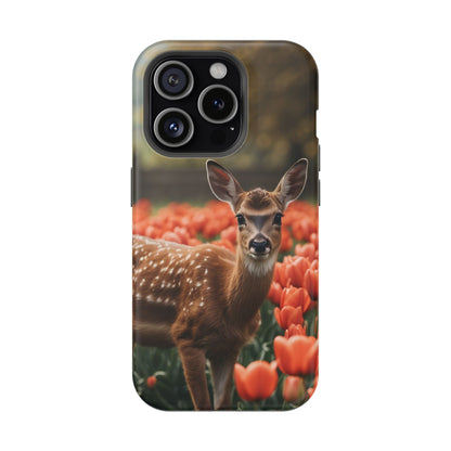 Fawn Among Tulips MagSafe iPhone Case