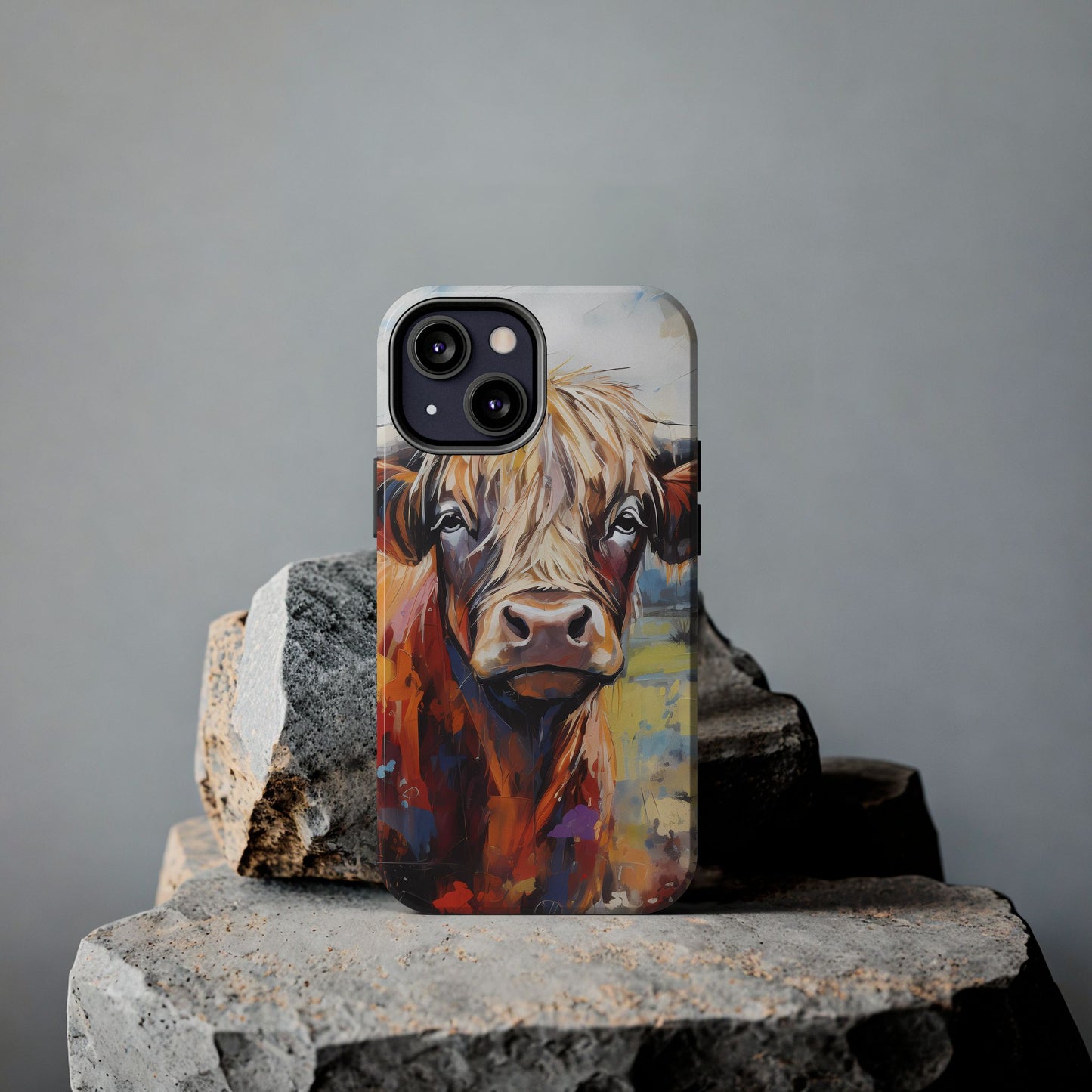 Cute Western Phone Case | Highland Cow | Robust Rocky Mountain-Inspired | Expressionism | Fresco