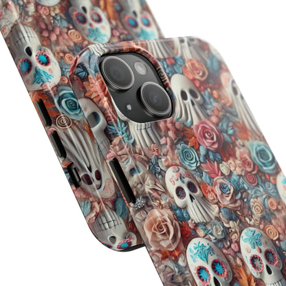 Day of the Dead Floral Skull iPhone Case - Colorful Protective Cover - Halloween Spooky Autumn Case