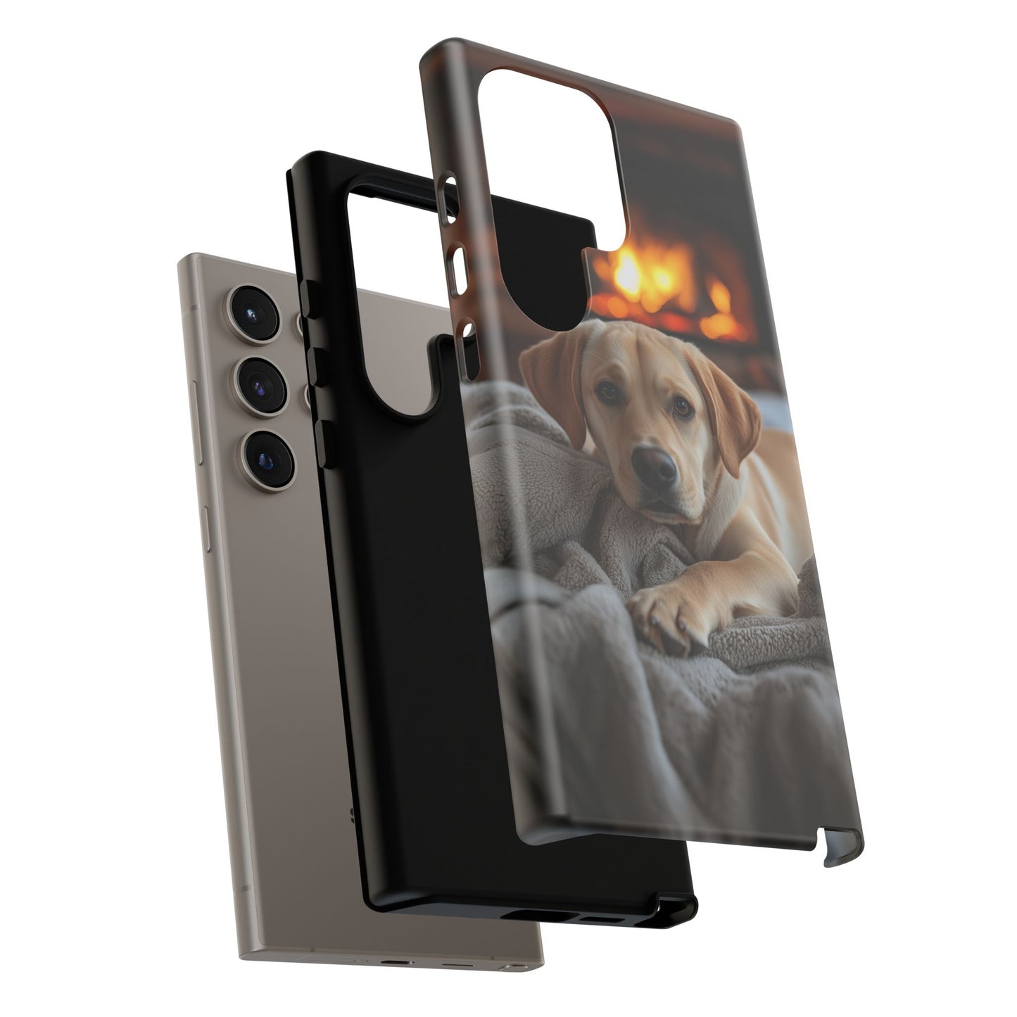 Cozy Golden Retriever by the Fireplace - Samsung Galaxy Case