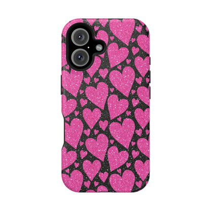 Glitter Hearts MagSafe iPhone Case