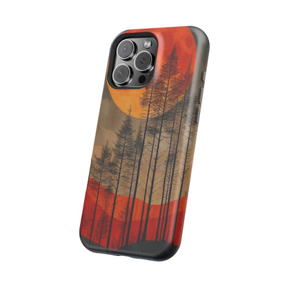 Moody Forest Moonrise MagSafe iPhone Case – Dark Landscape Design, Dual-Layer Protection