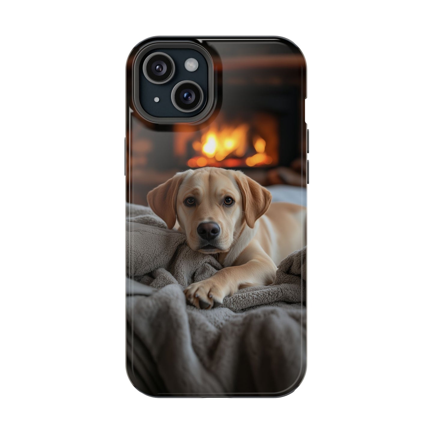 Cozy Golden Retriever by the Fireplace - MagSafe Case