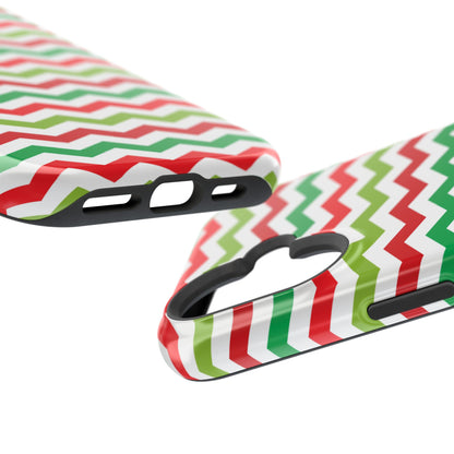 Vibrant Fiesta Chevron – Yellow Green, Green & Red Geometric MagSafe Case