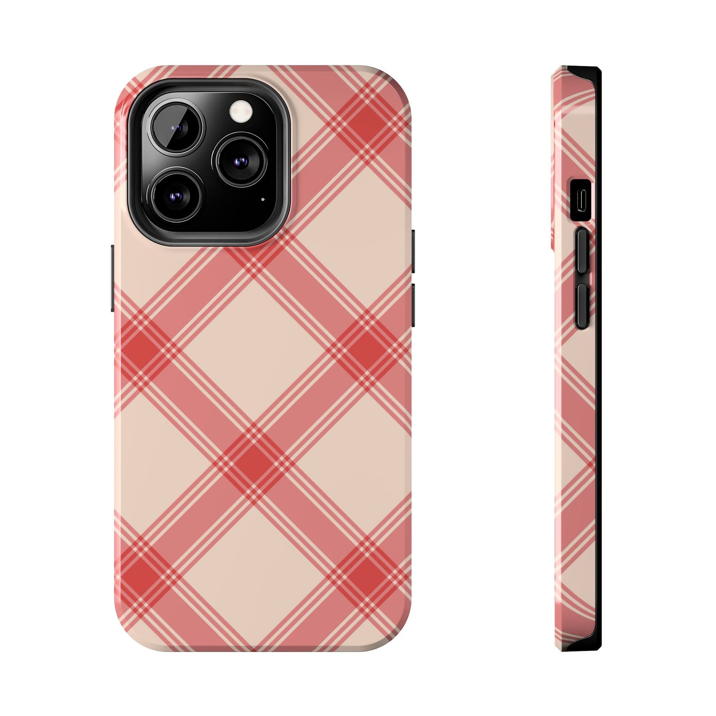 Soft Peachy Red Plaid iPhone Case