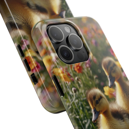 Charming Ducklings in Floral Garden - iPhone Case