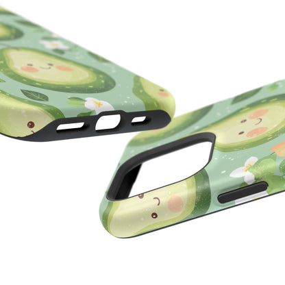 Smiling Avocados Tough MagSafe iPhone Case – Cute Avocado Design, Dual-Layer Protection