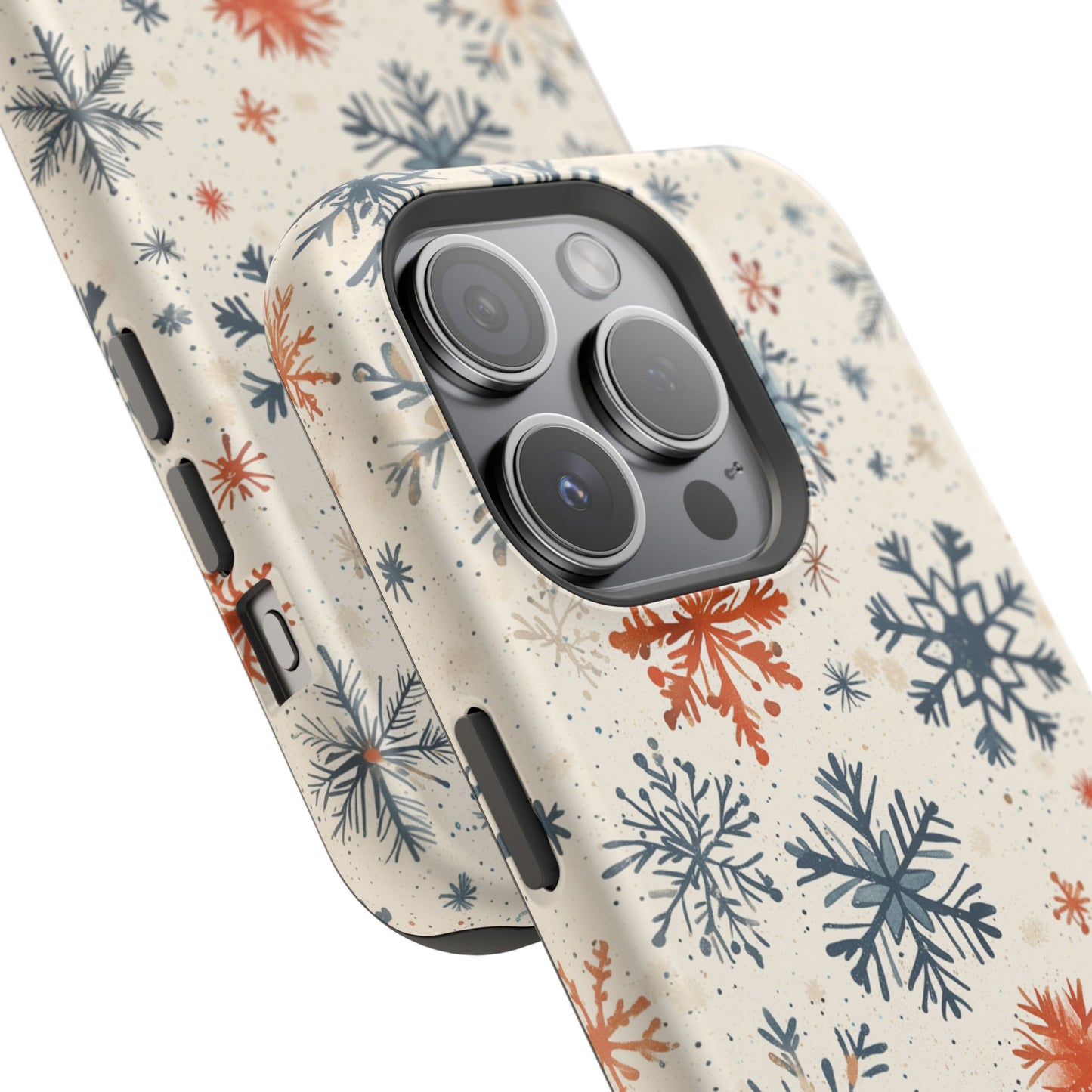 Rustic Orange and Blue Snowflake Pattern – MagSafe iPhone Series Case