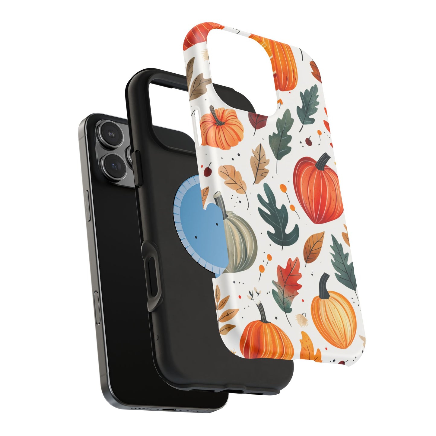 Autumn Harvest MagSafe iPhone Case - Pumpkin and Fall Leaf Design