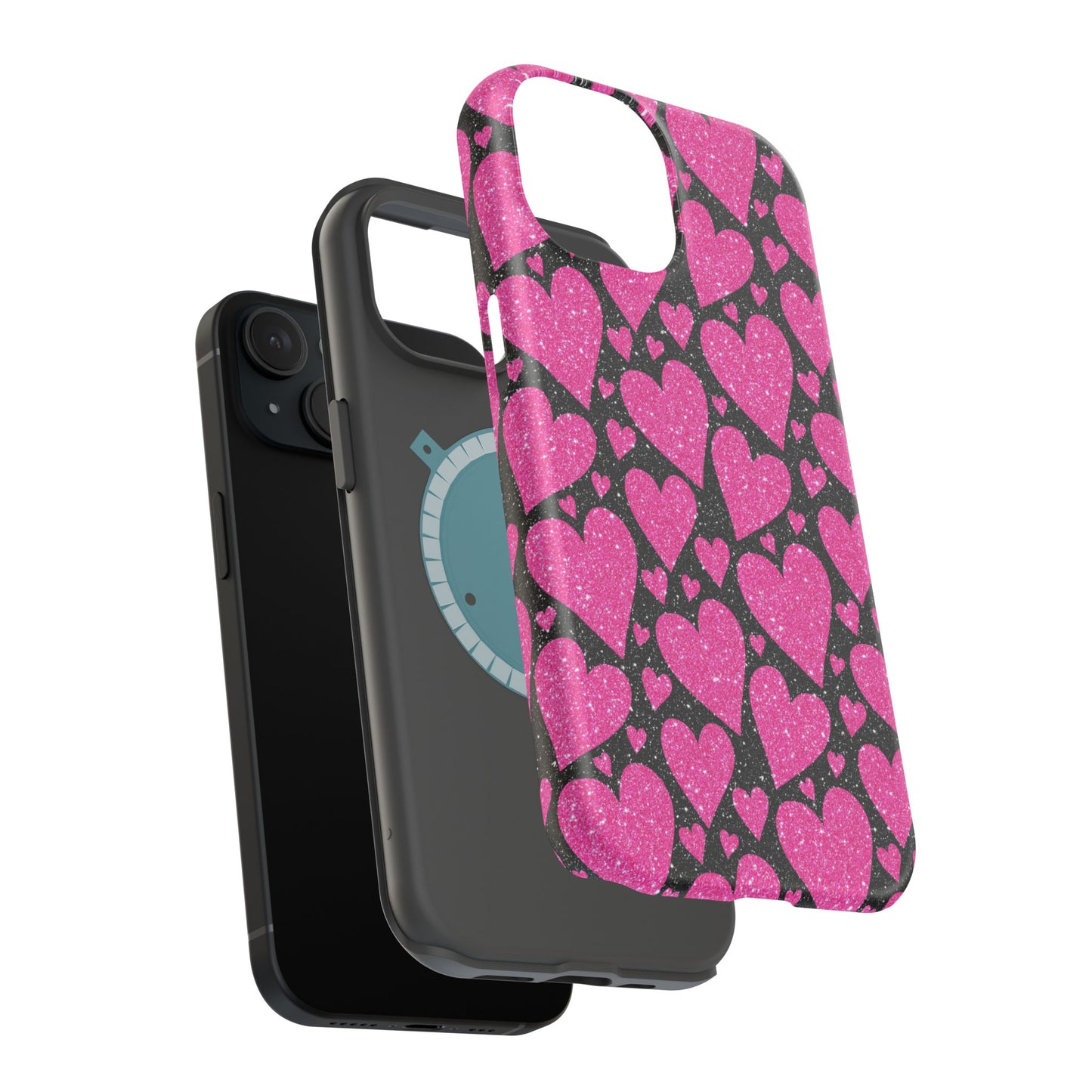 Glitter Hearts MagSafe iPhone Case