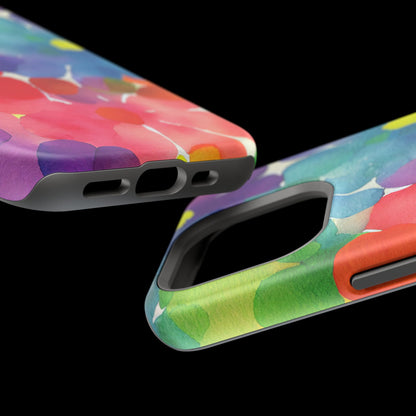 Rainbow Bloom Watercolor MagSafe iPhone Case – Slim Design, Glossy Finish