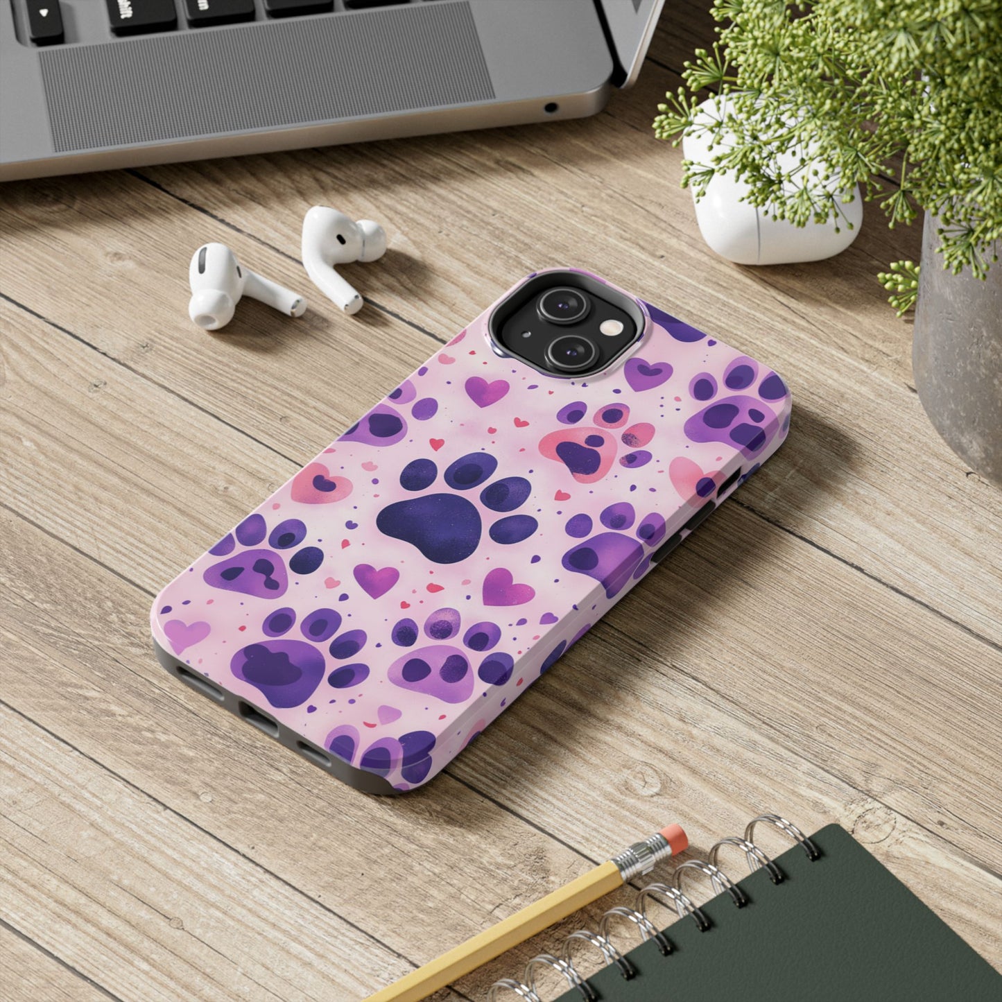 Purple Paw Print iPhone Case - Playful Pet Lover’s Protective Cover