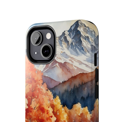 Watercolor Autumn Forest and Mountains - iPhone Case