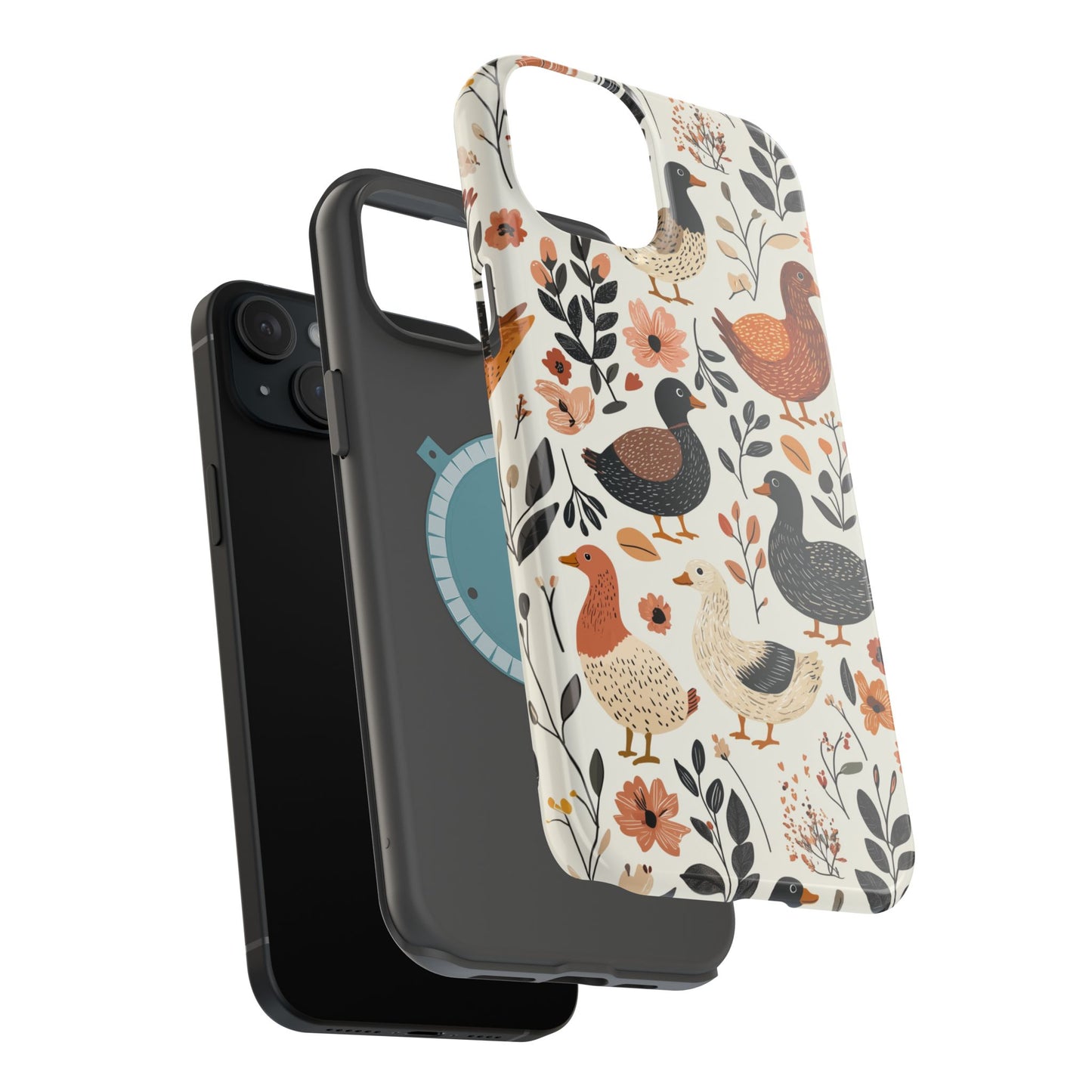 MagSafe iPhone Case: Vintage Duck – Floral & Leaf Design