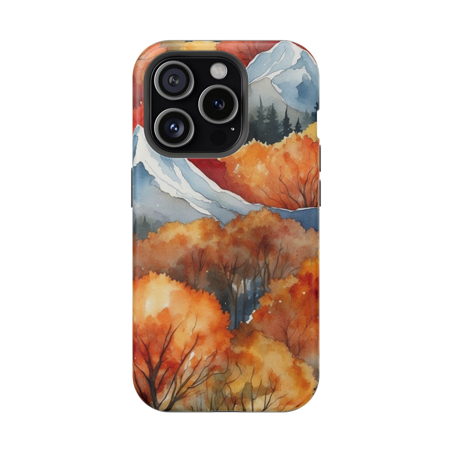 Autumn Mountain Forest Watercolor - MagSafe iPhone Case