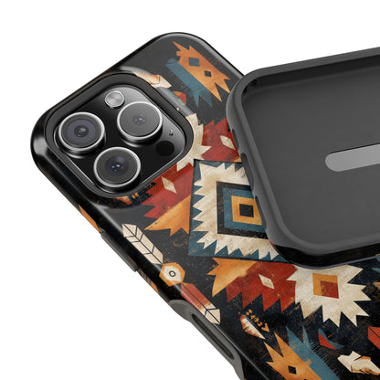 Southwestern Arrow & Diamond Tough MagSafe iPhone Case – Bold Tribal Design, Dual-Layer Protection