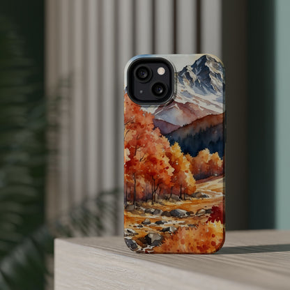 Watercolor Autumn Forest and Mountains - MagSafe iPhone Case