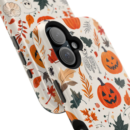 Halloween Pumpkin & Skeleton MagSafe iPhone Case – Spooky Autumn Design