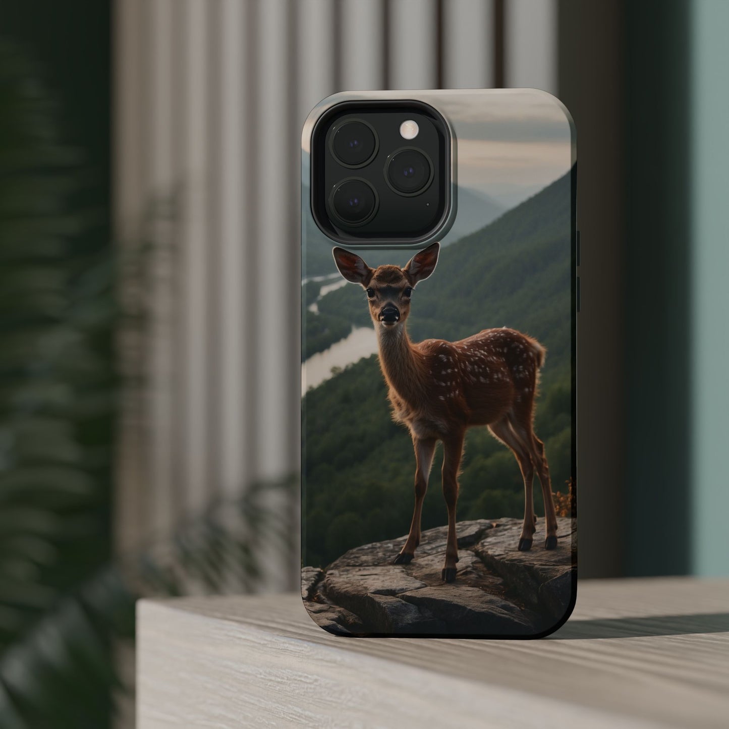 Majestic Fawn Overlooking Mountain Vista MagSafe iPhone Case