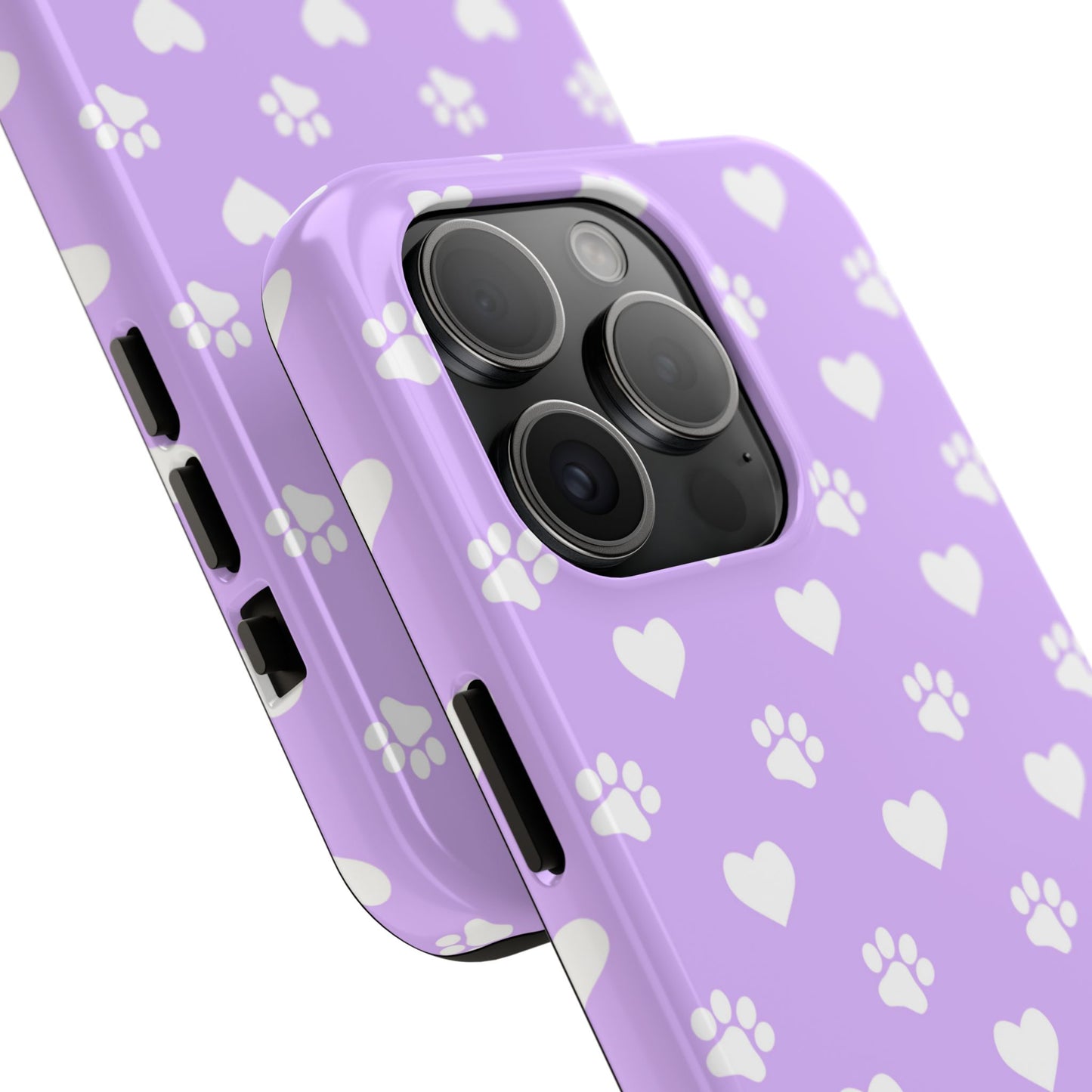 Lilac Paw Prints & Hearts – iPhone Case