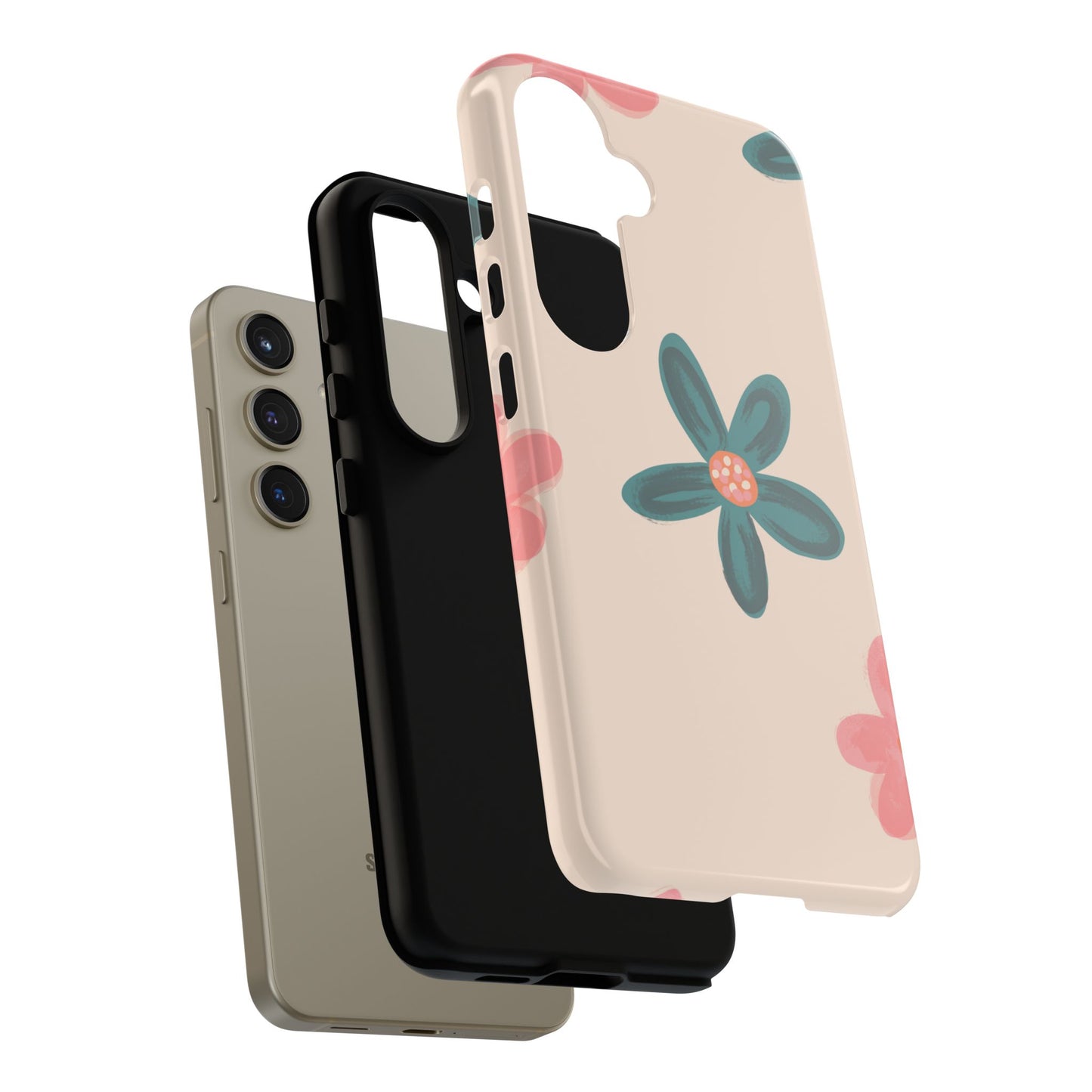 Vintage Floral Tough Samsung Galaxy Case – Soft Matte Finish with Dual-Layer Protection