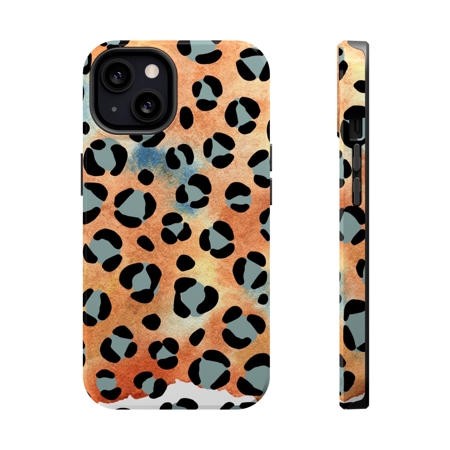 Sunset Watercolor Leopard Print Tough MagSafe iPhone Case – Artistic Animal Pattern with Dual-Layer Protection