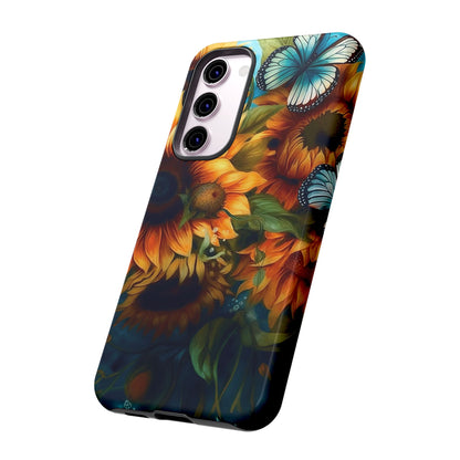 Aqua Blue Butterfly & Sunflower Art – Samsung Galaxy Case