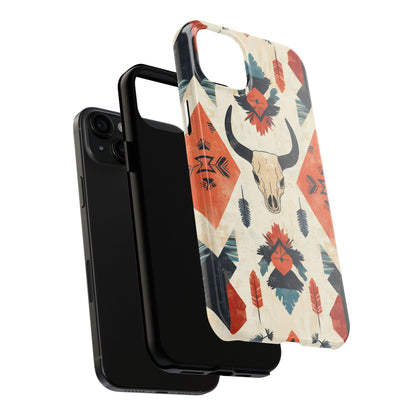 Southwestern Boho Skull Tough iPhone Case – Durable Matte Finish, Dual - Layer Protection - BOGO Cases