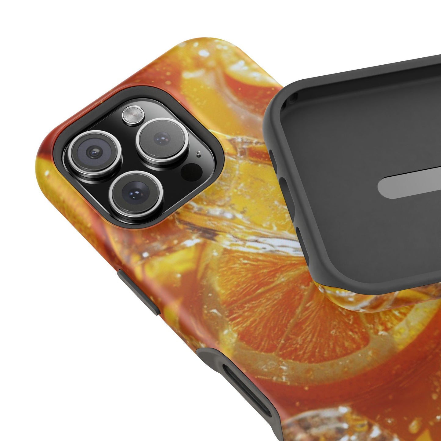 Citrus Orange Splash MagSafe iPhone Case – Dual-Layer Tough Protection, Vibrant Summer Design