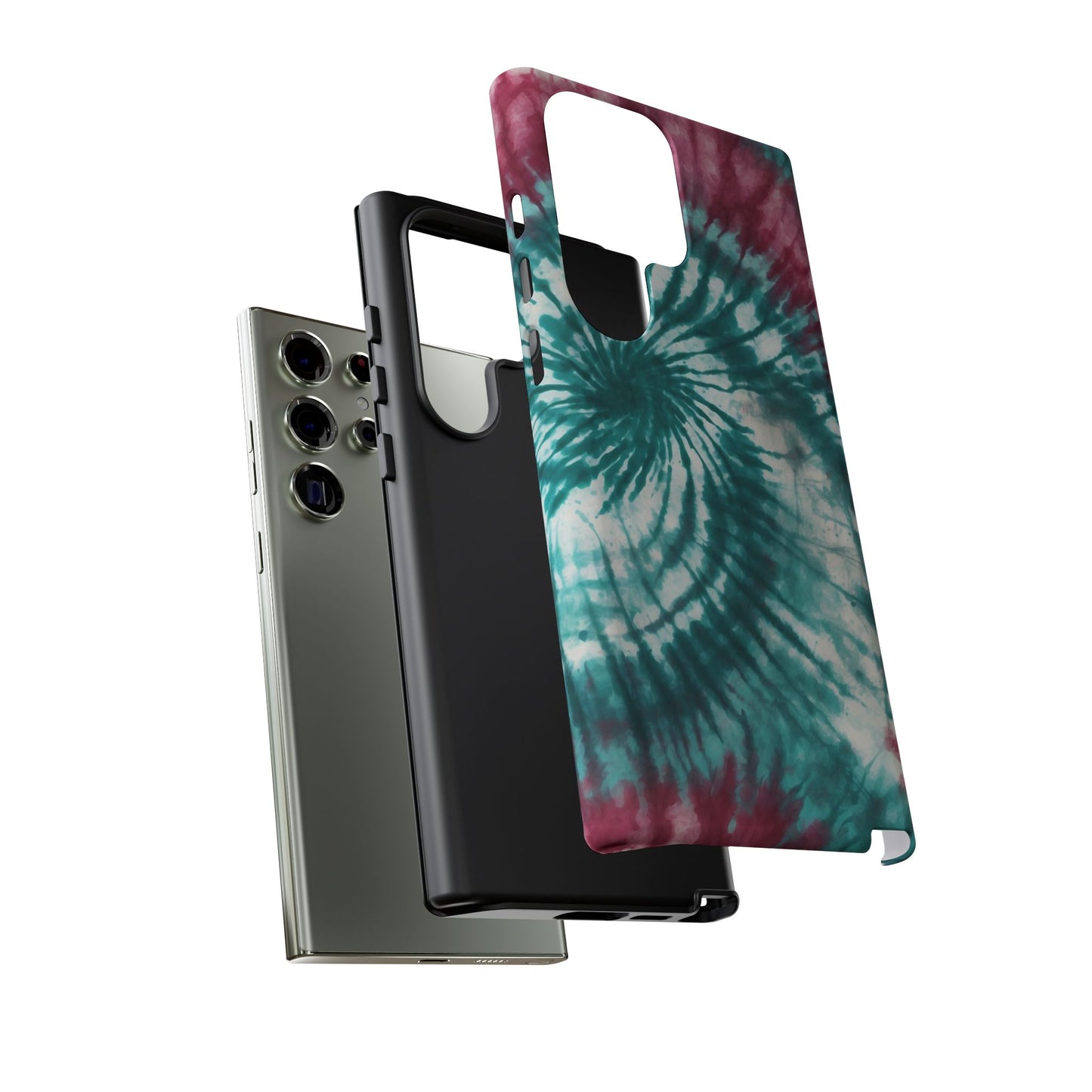 Teal and Pink Spiral Tie-Dye Samsung Galaxy Case – Boho Chic Design