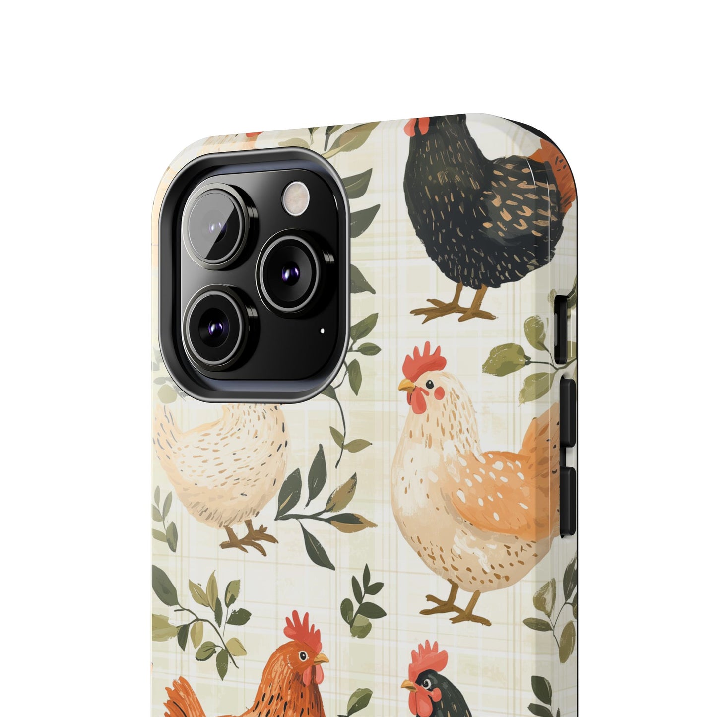 iPhone Case: Vintage Chicken Farmhouse Case – Rustic Leaves Design