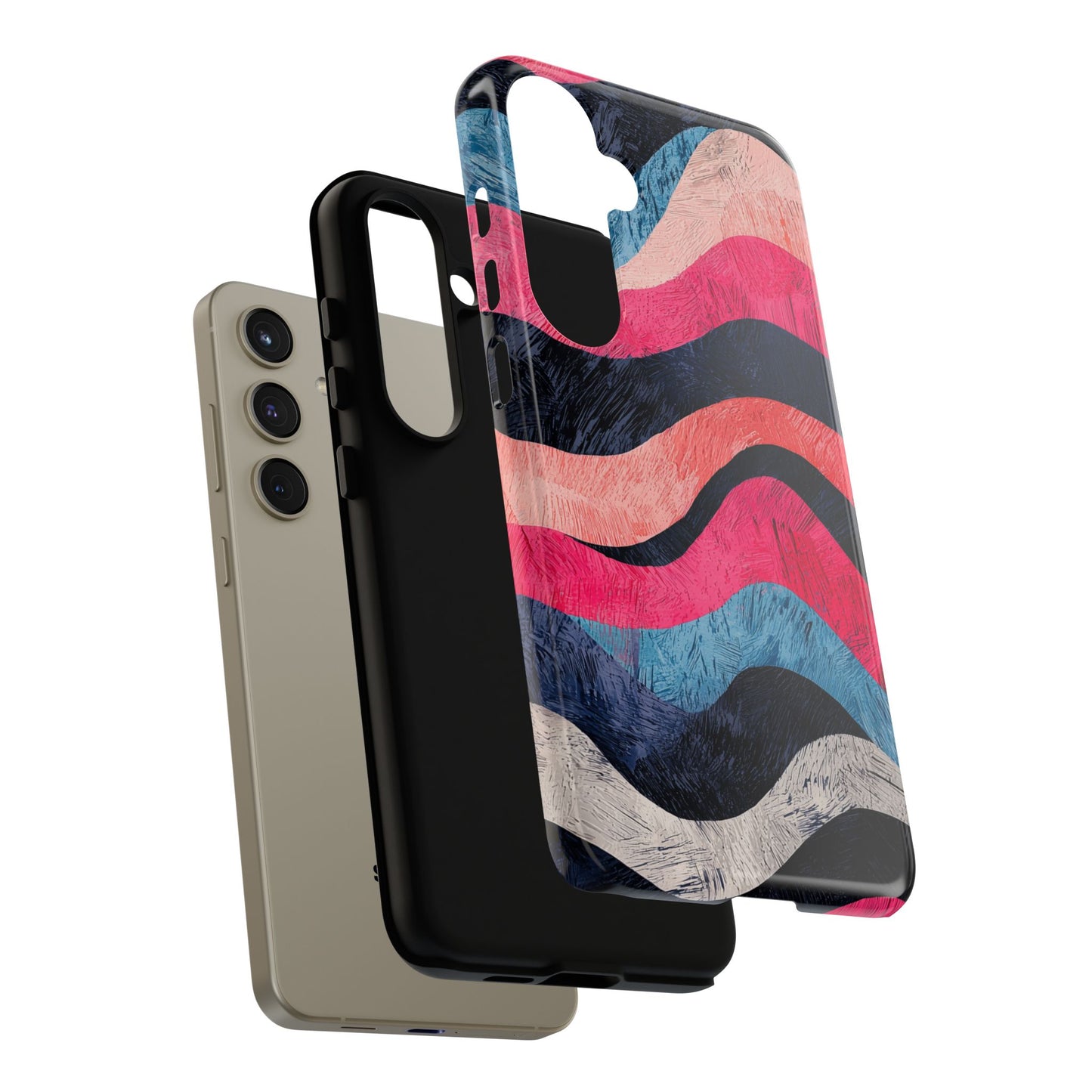 Abstract Wave Pattern Samsung Galaxy Case – Shockproof, Matte Finish, Dual-Layer Protection