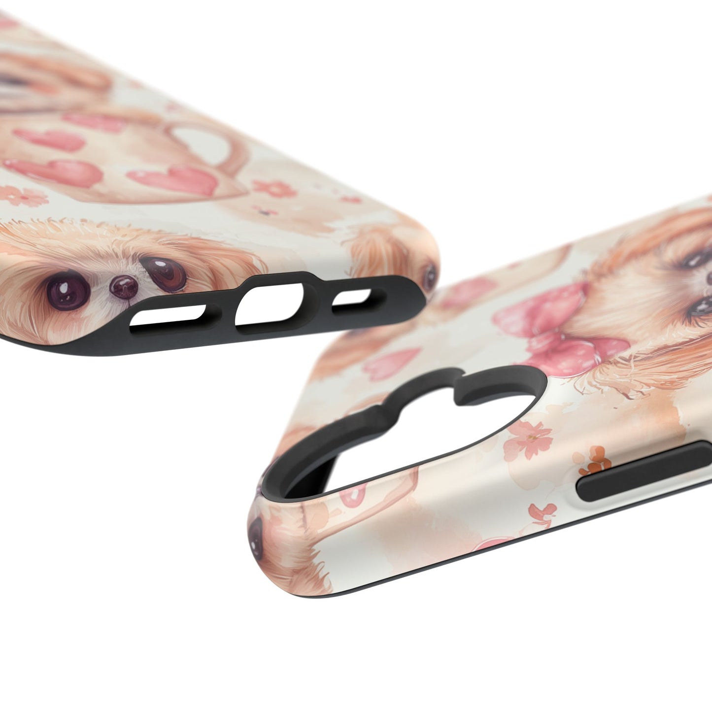 Adorable Puppy in Teacup MagSafe iPhone Case – Tough, Dual-Layer Protection with Cute Pink Bow Design