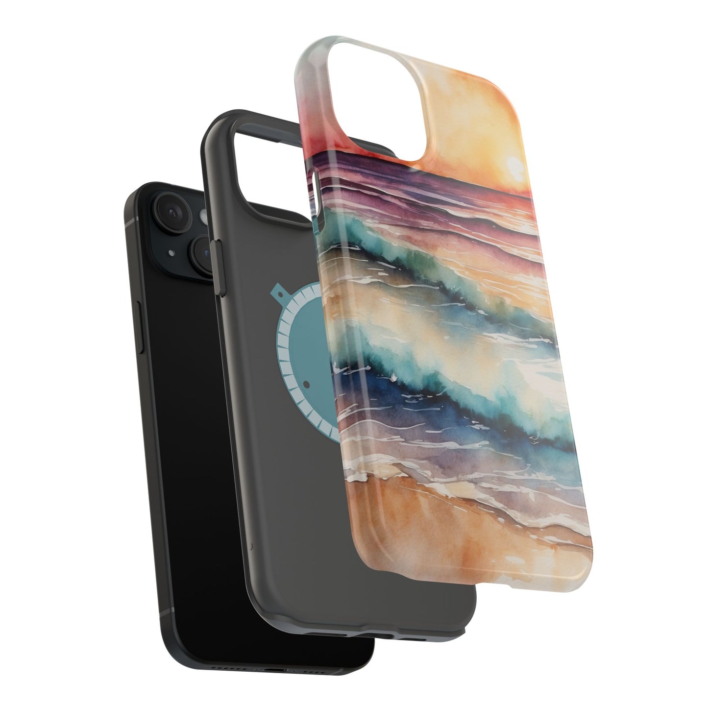 Sunset Waves MagSafe iPhone Case – Vibrant Watercolor Design