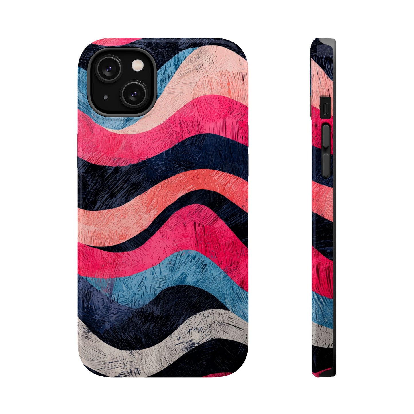 Abstract Wave Pattern MagSafe iPhone Case – Shockproof, Matte Finish, Dual-Layer Protection